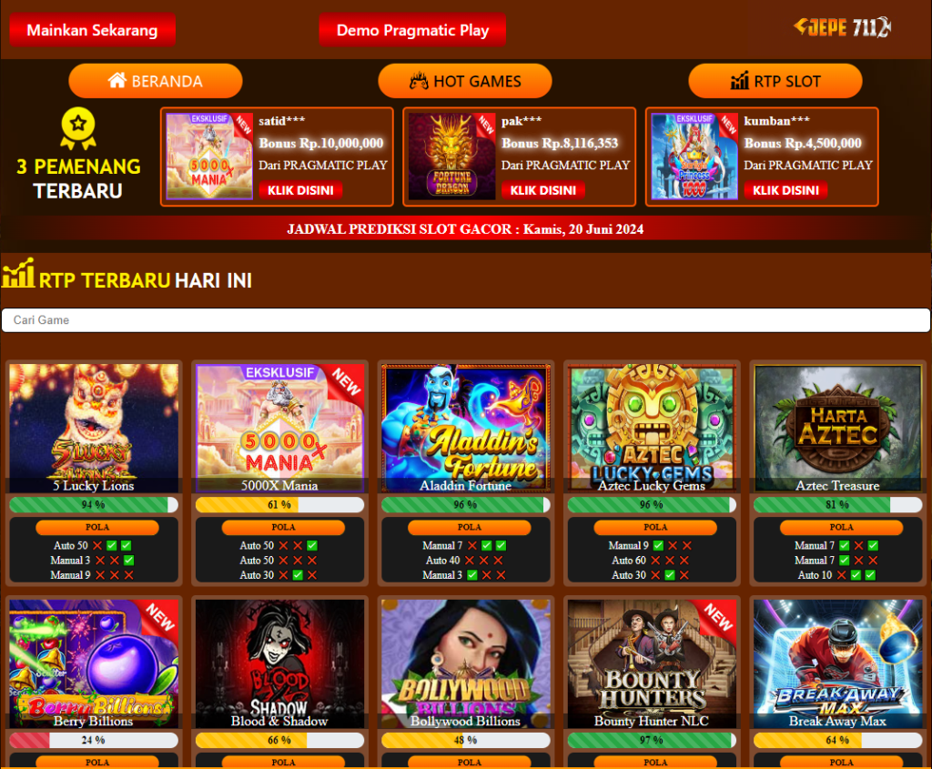 Tips Menang Bermain Slot Dengan Pola RTP JEPE711